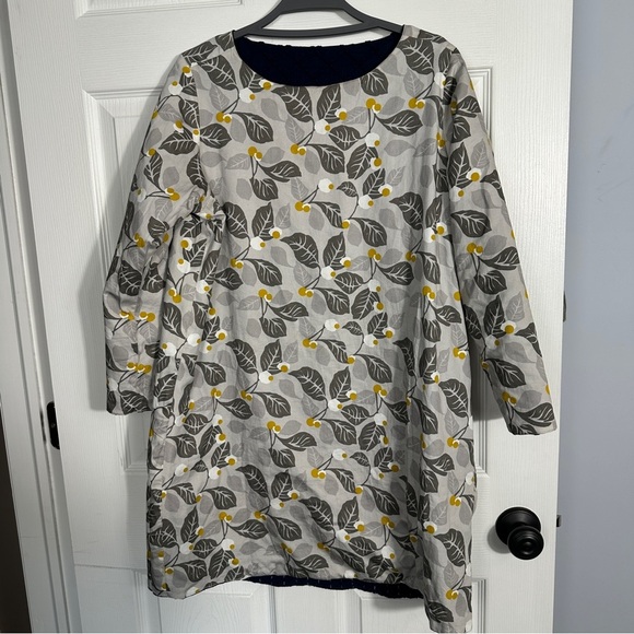 Umber & Ochre reversible dress, size small, blue/floral, luxury brand, long slv. - Picture 9 of 12